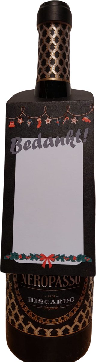 5x Zwarte Juke Flessenhangers - Kerst thema - Prachtige wijnhangers voor de feestdagen - Unieke kerstgeschenken.