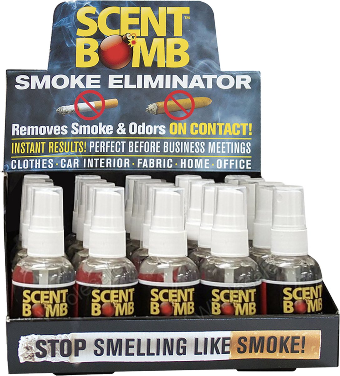 Goedkoopste Scent Bomb Spray Bottle Smoke Eliminator - Luchtverfrisser Display - 20 stuks x 60 ml.