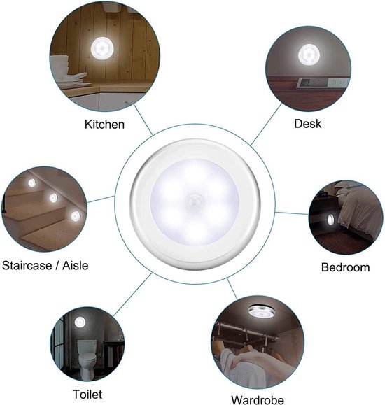 KCVV Led-Nachtlampje 3 stuks- met bewegingsmelder-Nachtlampje Babykamer- Nachtlamp op Batterij -Draadloos Sensor - Kinderen & Baby -Zilverwit licht van KCVV — afbeelding 3