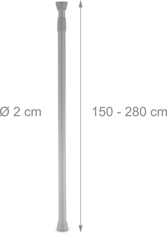 Tringle à rideau extensible Relaxdays - 150 - 280 cm - sans perçage - acier inoxydable - tringle à rideau de douche télescopique - tringle à vêtements