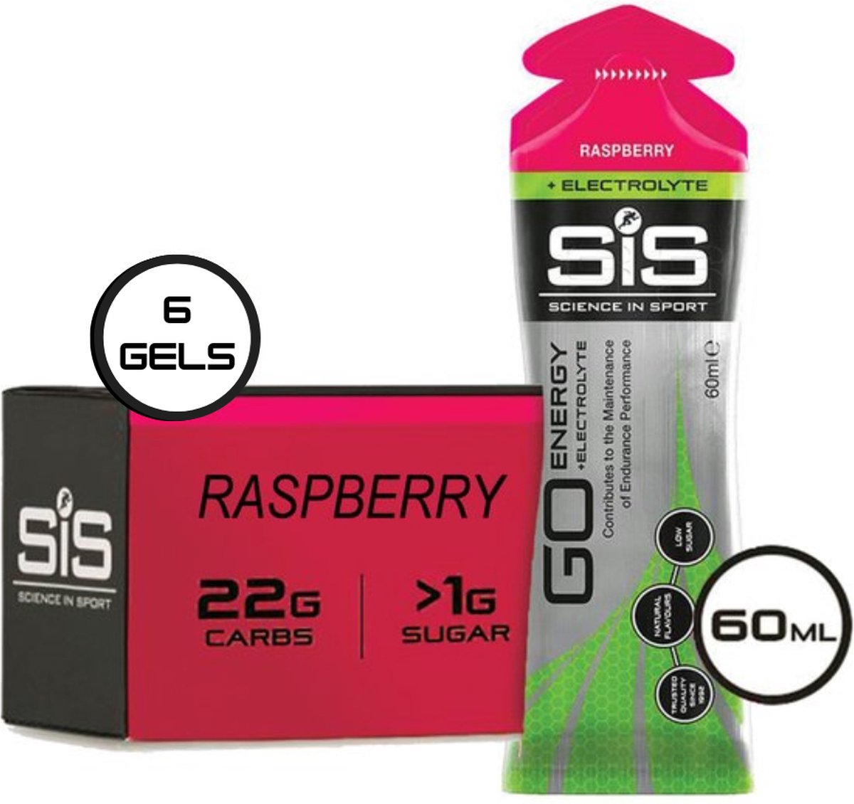 Goedkoopste Science in Sport - SIS Go Energy Electrolyte - Sportgel - Energie gel - Isotone Sportgel - Framboos Smaak - 6 x 60ml