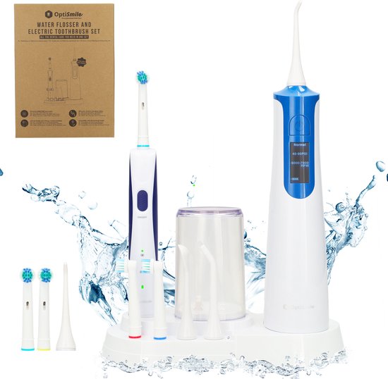 Foto: Silvergear elektrische tandenborstel en waterflosser complete set met accessoires draadloos wit