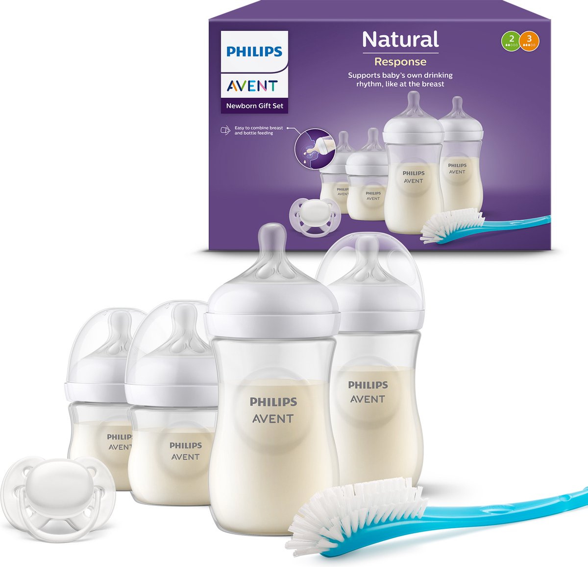 Goedkoopste Philips Avent Natural Response Fles - Startersset voor pasgeboren baby's SCD838/11