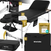 tectake® 3 Zones massagetafel - Behandeltafel - 5 cm dikke vulling - Aluminium frame - 70 cm breed - 230kg draagvermogen - Incl. 15 hoofdsteundoekjes - Zwart