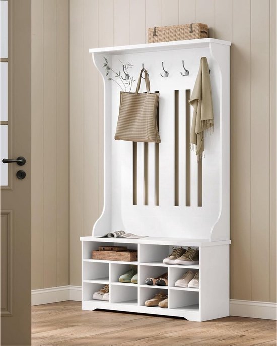 HOOBRO kapstok schoenenrek set, garderobe met schoenbank, schoenenrek
