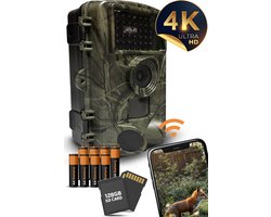 Noins® Professionele Wildcamera Pro - 60 MP en 4K Ultra HD - Wildcamera Met Nachtzicht en Wifi - Met App -Wildcamera - Inclusief 8 Batterijen & 128GB SD Kaart - Wildcamera voor Buiten - Nachtcamera - Jachtcamera - Observatiecamera -Model 2024