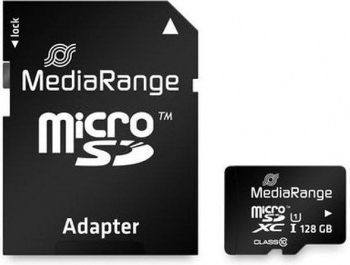 MediaRange, 128 GB microSDXC UHS-I klasse 10 met SD Ultra Snelle Overdrachtadapter, Zwart thumbnail 4
