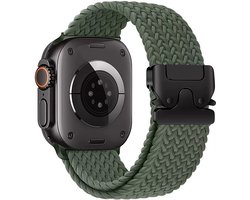 Stravo Elastisch nylon horlogebandje - Geschikt voor Apple Watch 46mm (Series 10/11), 45mm (Series 7/8/9), 44mm (Series 4/5/6, SE 1/2/3), 49mm (Ultra 1/2/3), Ademende nylon bandje met dubbele knoopsluiting - Groen