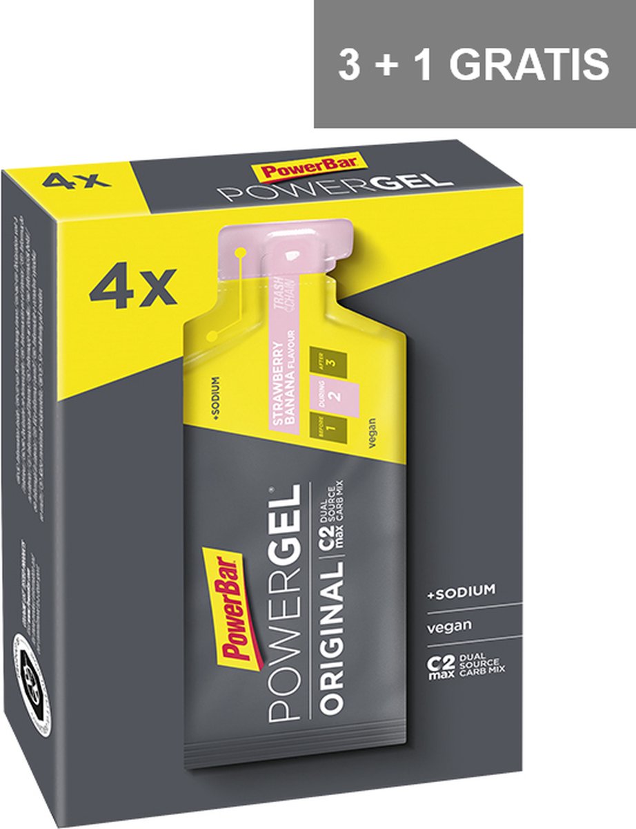Goedkoopste Powerbar Powergel - Energiegel- aardbei / banaan - 3 1 ds gratis (totaal 16 gel