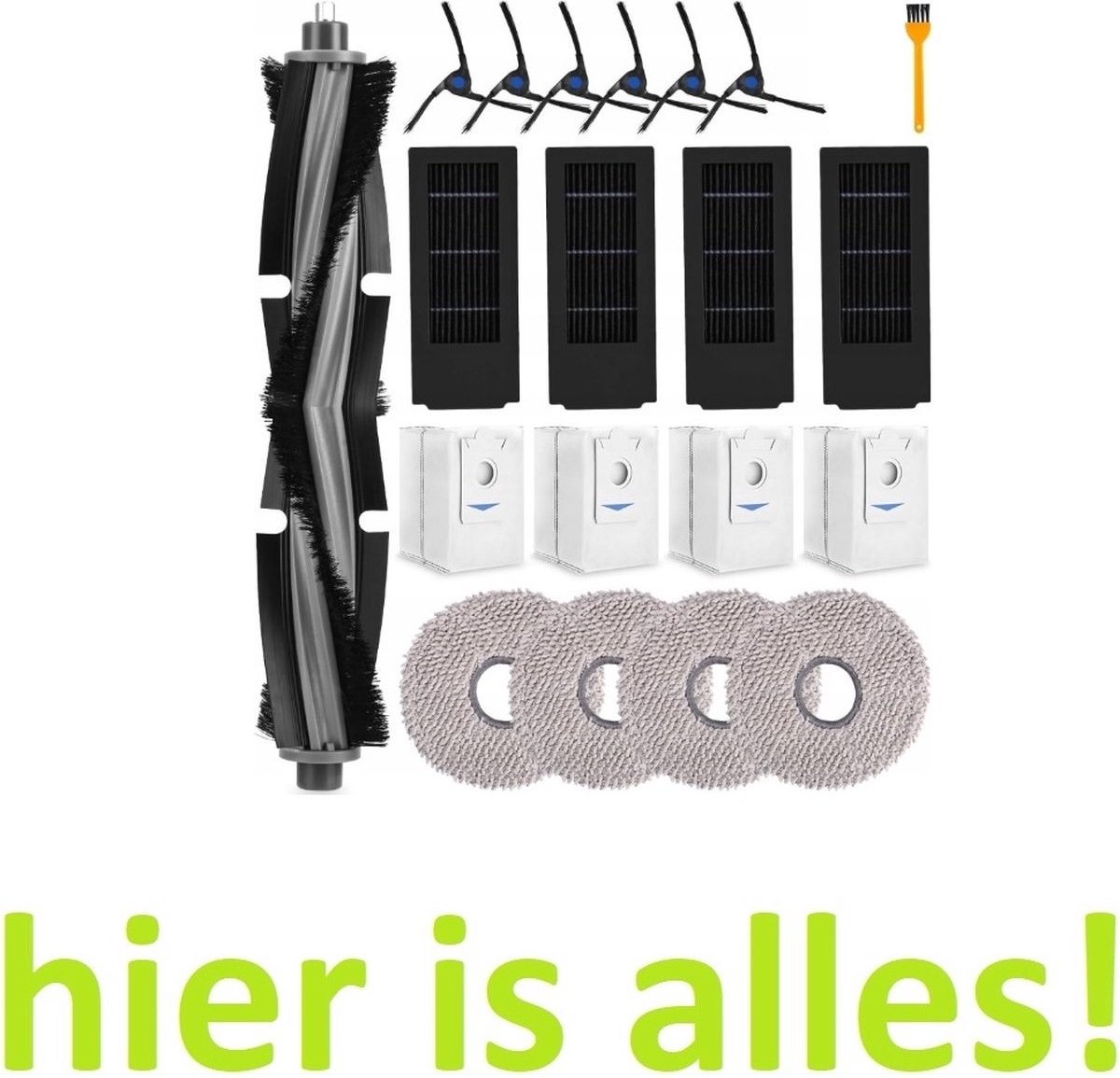 GROOT KIT met onderdelen compatibel met Ecovacs Deebot X2 Omni Pro - mop dweilen filters borstels zakken - Hoogwaardige vervanging voor: Deebot X2 - X2 Omni - X2 Pro - DEX86 - 20 onderdelen - hier is alles!
