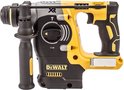 Gele en zwarte DeWalt accuhamer met XR-aanduiding, van de zijkant gezien.