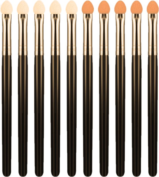 Foto: Igoods oogschaduw applicators oogschaduw sticks oogschaduw borstel spons eyeliner borstel make up goud zwart 10 stuks