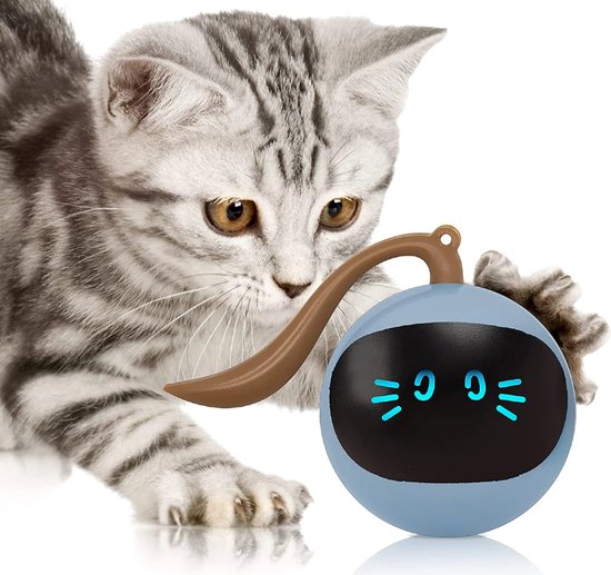 Otiume interactieve speelbal - Slimme interactieve jaag speeltje voor katten - kattenspeeltjes - Intelligente jaagbal - AI -USB oplaadbaar - LED - Blauw