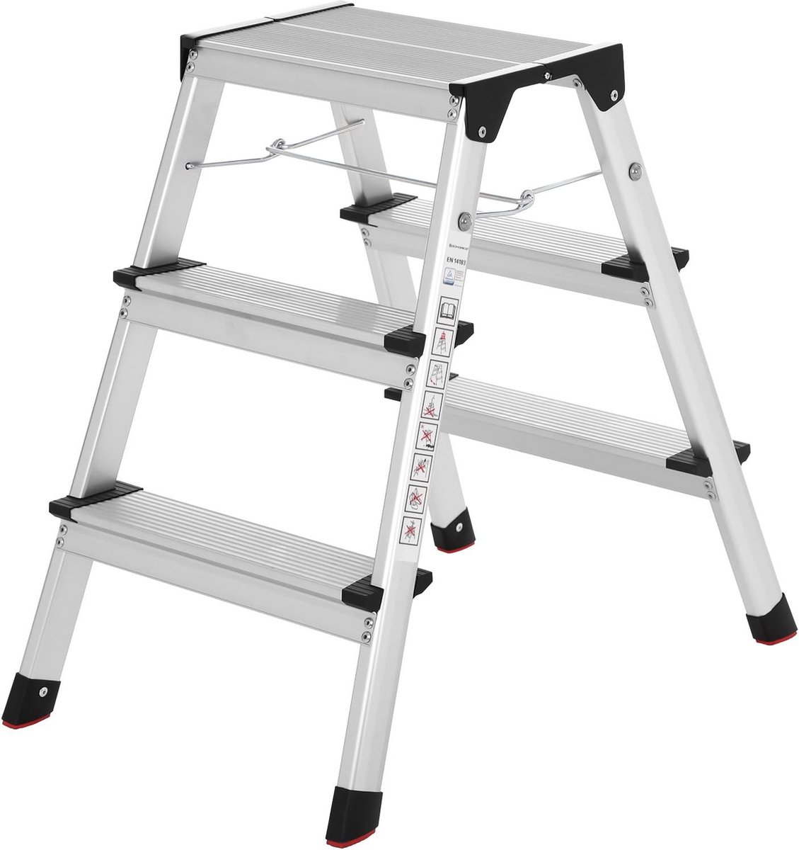 FurnStar Aluminium Ladder - Multifunctionele Ladder - Draagvermogen tot 150 kg - Met 3 Niveaus