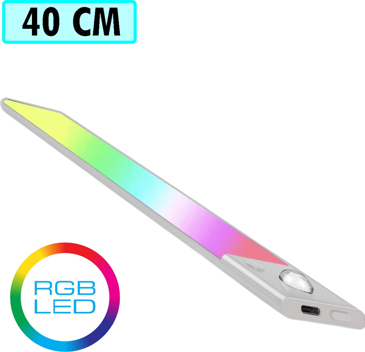 Kastverlichting met bewegingssensor – RGB LED - 40 cm Zilver - Ledlamp met bewegingssensor - LED Onderbouwverlichting -Keukenverlichting onderbouw led - Onderbouw verlichting keuken - Keukenverlichting - Trapverlichting - Led Strip – Led Lamp
