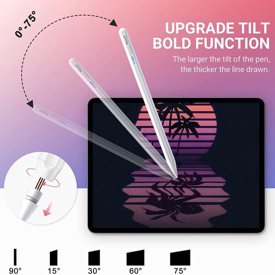 Stylus Pen -capacitieve Pen（alleen voor appel） -Geschikt voor Apple iPad modellen vanaf 2018- Apple pencil alternatief- Palm rejection-Gevoel van kanteldruk-easy to operate-strong magnetic suction- 4 extra punten van Merkloos — afbeelding 3