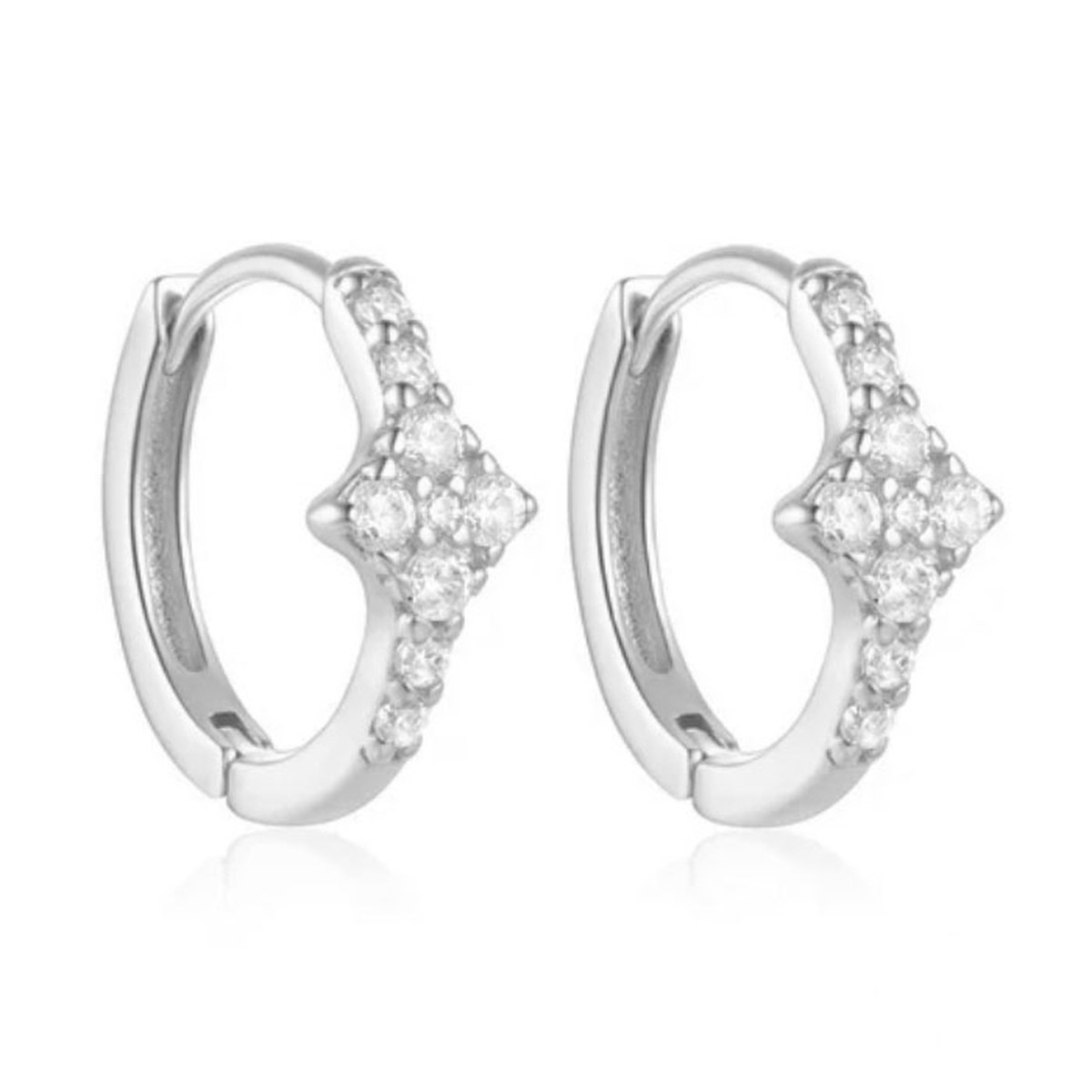 Zilveren Elenza Oorbellen met Diamantjes – Tijdloze Elegantie voor Dames