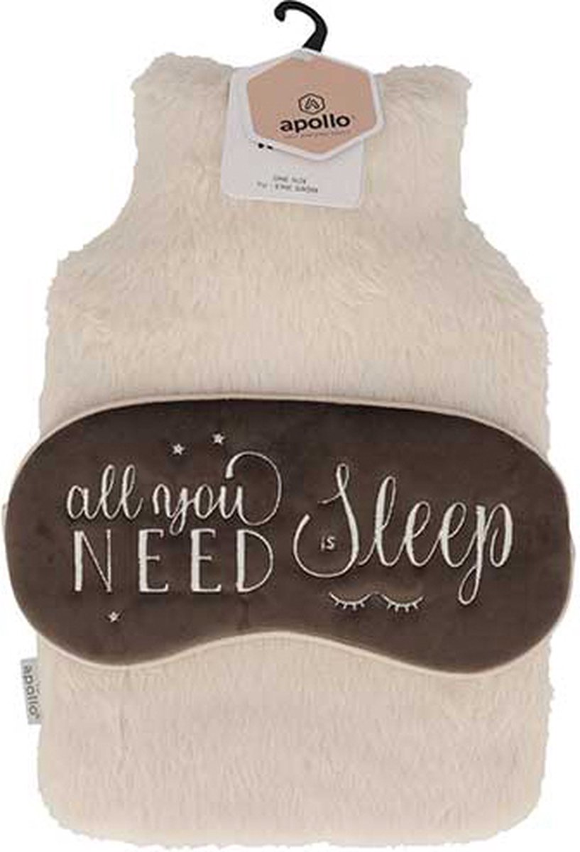 Goedkoopste Apollo - Warmwaterkruik met slaapmasker- Kruik met hoes - Kruikenzak - Kruik Baby - Teddy - Beige