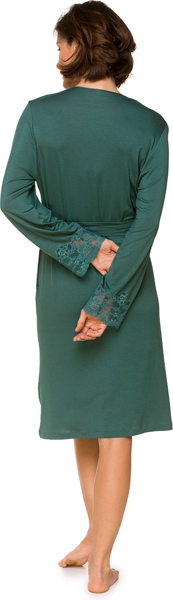 Dames kimono Belle-ochtendjas-kanten details-groen-maat XL/XXL