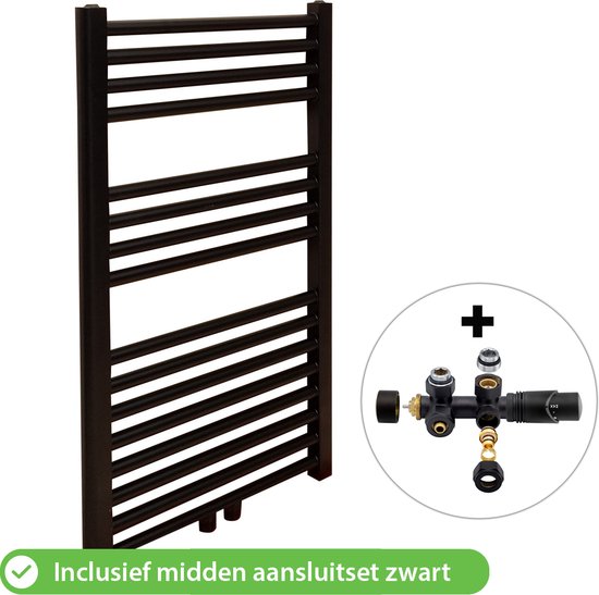 Handdoekradiator Inclusief Midden Aansluiting CV - Radiator Badkamer ...