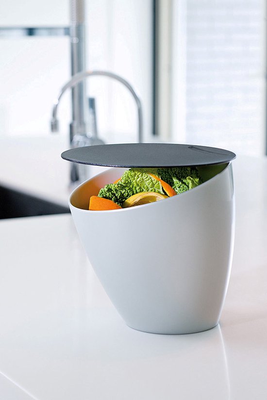 Poubelle Mepal Calypso – 2,2 litres – Poubelle à poser avec couvercle – Poubelle durable – Noir nordique