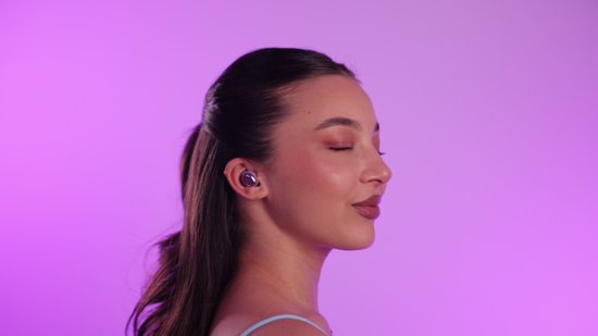 Écouteurs sans fil pocobob® Z - Purple Amatista - Écouteurs Bluetooth - ultra petits - écouteurs intra-auriculaires - avec microphone - aussi pour dormir - avec application pour iOS et Android