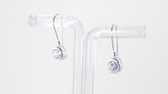 Behave - Boucles d'oreilles - Argent sterling 925 - Boucles d'oreilles pendantes avec pierre de zircone transparente