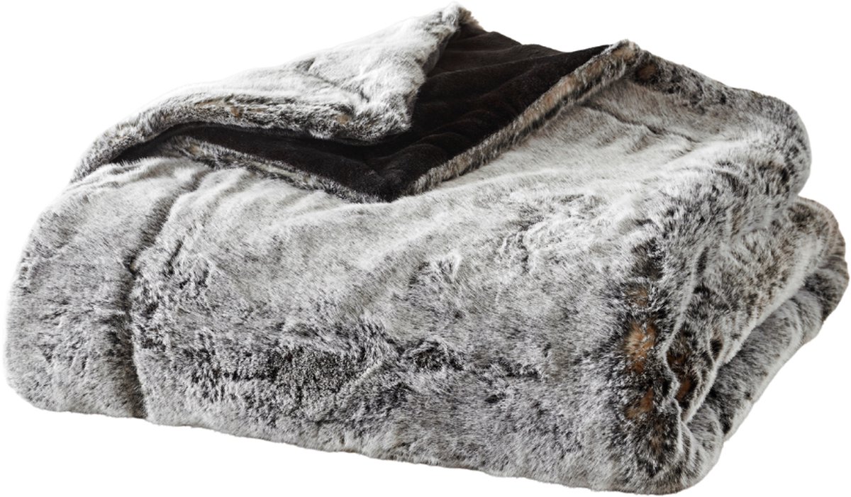 Plaids Cocooning fleece deken - plaid - Frisson sombre- noir - Superzachte fleece - 200 cm x 150 cm Zwart grijs