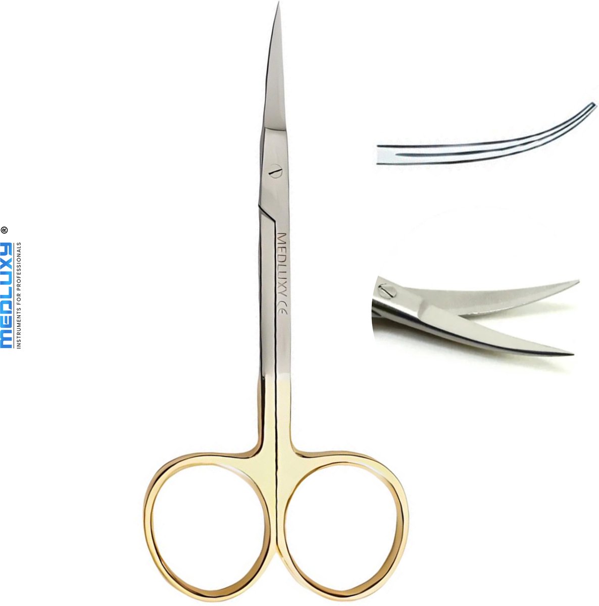 Goedkoopste Medluxy - Irisschaar Gebogen Scherpe Punt Versterkt met Tungsten Carbide (Wolfraam) - EHBO Verpleegkunde Verbandschaar 11.5 cm - Nagelriemschaar Wenkbrauwschaar