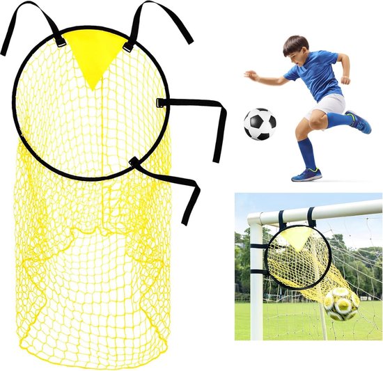 Kruising Target Met Ballennet - Voetbal Trainingsmateriaal - Voetbalnet - Voetbaldoel - Voetbal Kicknet Met Verstelbare Riemen - Voetbal Bovenhoek Doelnet Doelen Voor Kinderen - Schieten Nauwkeurigheid Training Praktijk - Geel - 1 Stuk