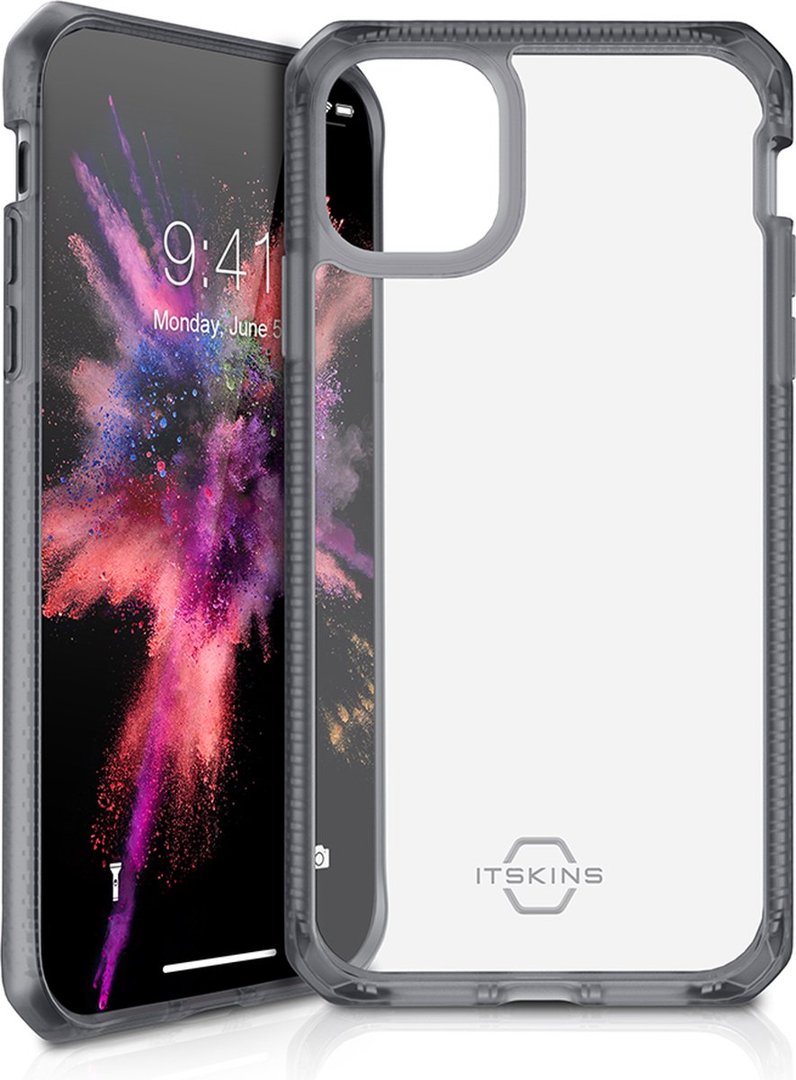 ITskins Hybrid Frost cover voor Apple iPhone 11 - Level 2 bescherming - Transparant/Zwart