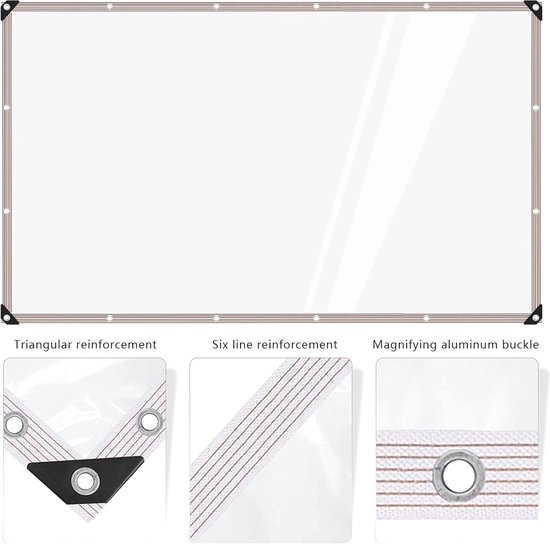 Transparant zeil, regendicht afdekzeil, 0,4 mm pvc-folie, met inslagringen, voor balkon, buiten, tuin, kas, maat kan worden aangepast, 420 g/m² (1,9 x 4,5 m