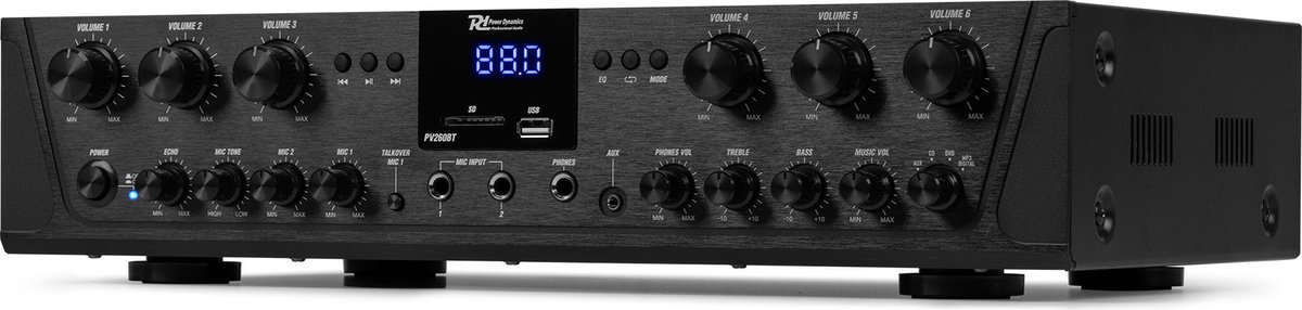 Geluidsinstallatie met Bluetooth - PV260BT 6-zone versterker audio + 12 BGO30 zwarte 3'' speakers thumbnail 4