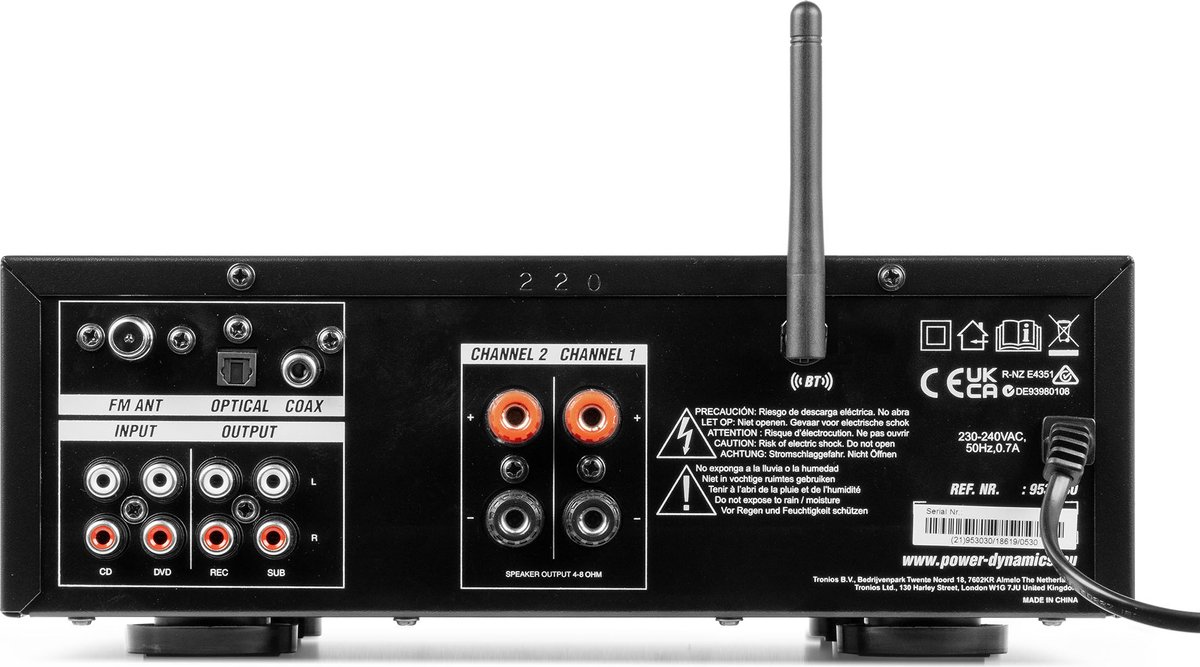 Geluidsinstallatie met Bluetooth - PV220BT 2-zone versterker audio + 2 BD50W opbouw speakers - 5'' thumbnail 8