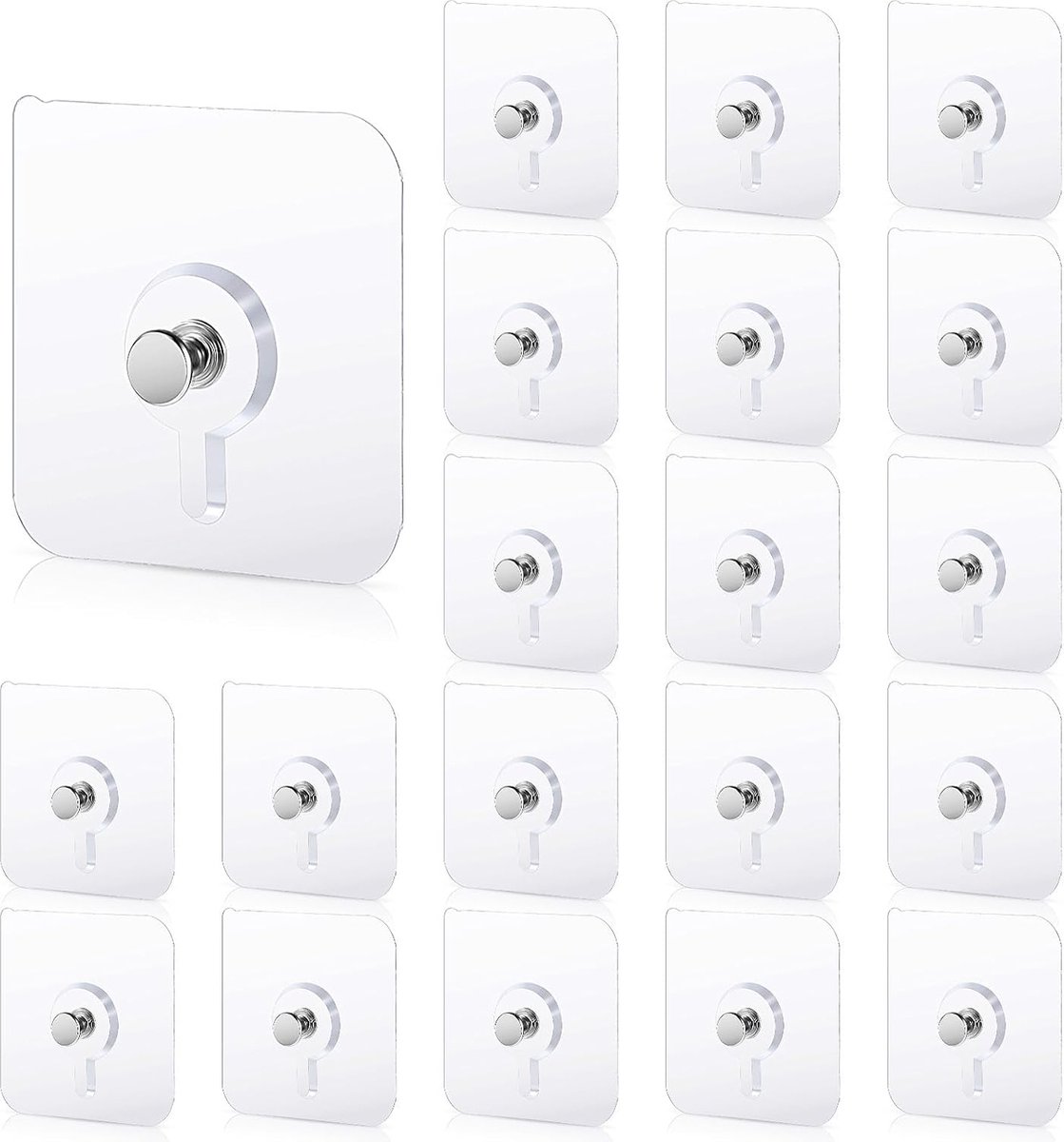 20 stuks - Plakspijker - Klevende Spijker - Wandhaken Haak - stickerframehangers zonder sporen - Plakschroef - 6*6 CM - wit - voor montage aan wand - voor keuken, badkamer