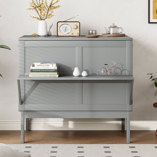 SMARTBett Kastbed Standaard Met Gasveren, 140 X 200 Cm, Verticaal Beton Eiken Sonoma Wandbed Opklapbed Voor Logeerkamer Kantoor Woonkamer Slaapkamer