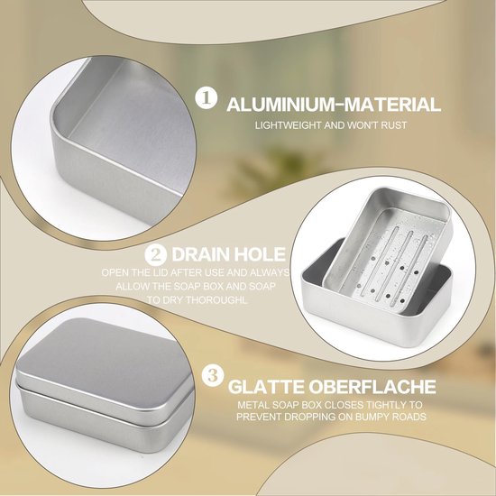 TUZHE 2 stuks zeepbakje voor op reis, waterdicht, van aluminium, premium zeepbakje met afvoerzeef en sisal zeepzakje, zeepbox voor thuis of op reis TUZHE 2 stuks zeepbakje voor op reis, waterdicht, van aluminium, premium zeepbakje met afvoerzeef en sisal zeepzakje, zeepbox voor thuis of op reis