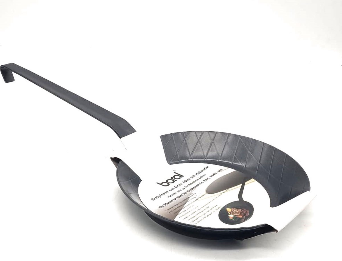 Braadpan - Gietijzeren Braadpan met Haakhandvat - Boral - Antiaanbaklaag - 20cm - Geschikt Voor Alle Warmtebronnen