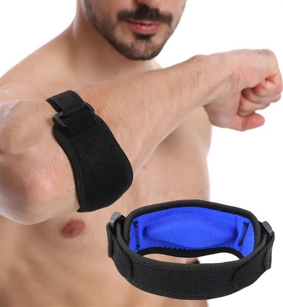 Verstelbare Elleboogbrace I Verlicht Druk op Elleboog I Elleboogbeschermer I Zwart/Blauw