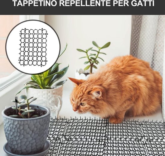 Transparante kattenafweermat, 200 x 30 cm, kattenmat met spikes, voor het vredig afweer van katten en andere dieren, wit