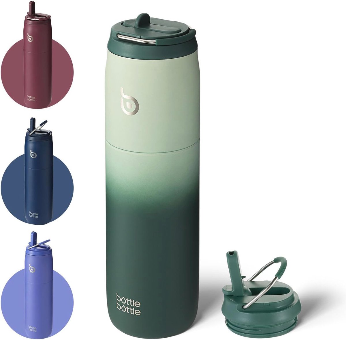 Goedkoopste Geïsoleerde Waterfles 950 ml met Rietje en Deksel - Dubbelwandig Roestvrij Staal voor Sport en Outdoor
