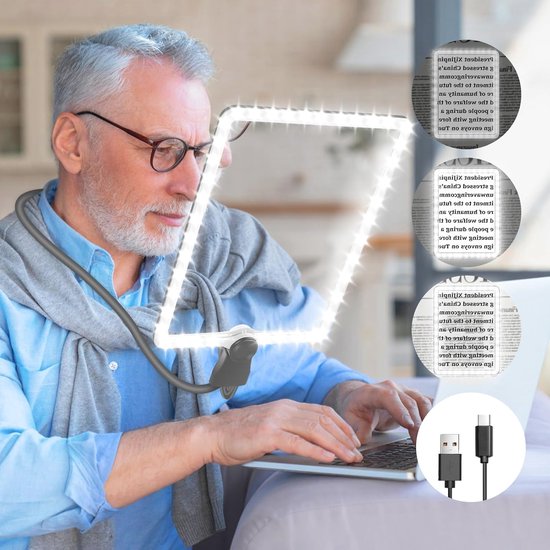 NZQXJXZ 10x Handsfree Vergrootglas Met Licht, Verstelbaar Voor Lezen Van Dichtbij, Flexibele Zwanenhals, HD, Groot Voor Boeken, Naai-Senioren (3 Verlichtingsmodi NZQXJXZ 10x Handsfree Vergrootglas Met Licht, Verstelbaar Voor Lezen Van Dichtbij, Flexibele Zwanenhals, HD, Groot Voor Boeken, Naai-Senioren (3 Verlichtingsmodi