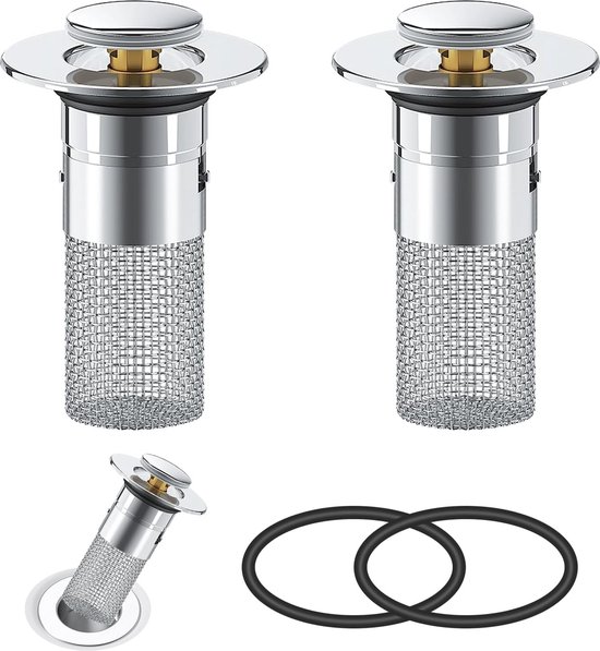Afvoerplug met verstelbare hijsstang, 1 st., 43 mm klepplug, gemaakt van messing, met 25-45 mm excentrische pin, chroom afwerking, dubbele afdichting, klepplug wastafel, douche, badkuip