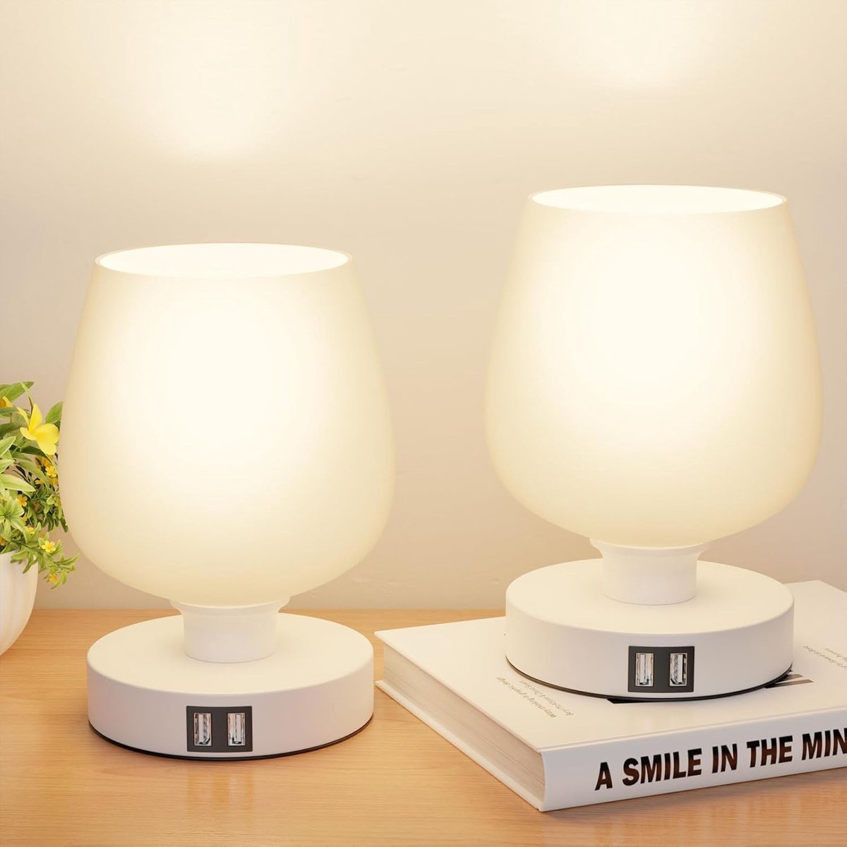Bureaulamp Kinderen Set van 2 - Dimbare LED Tafellamp 3 helderheidsniveaus - Nachtlampje Touch-schakelaar - Slaapkamer Dressoir Woonkamer