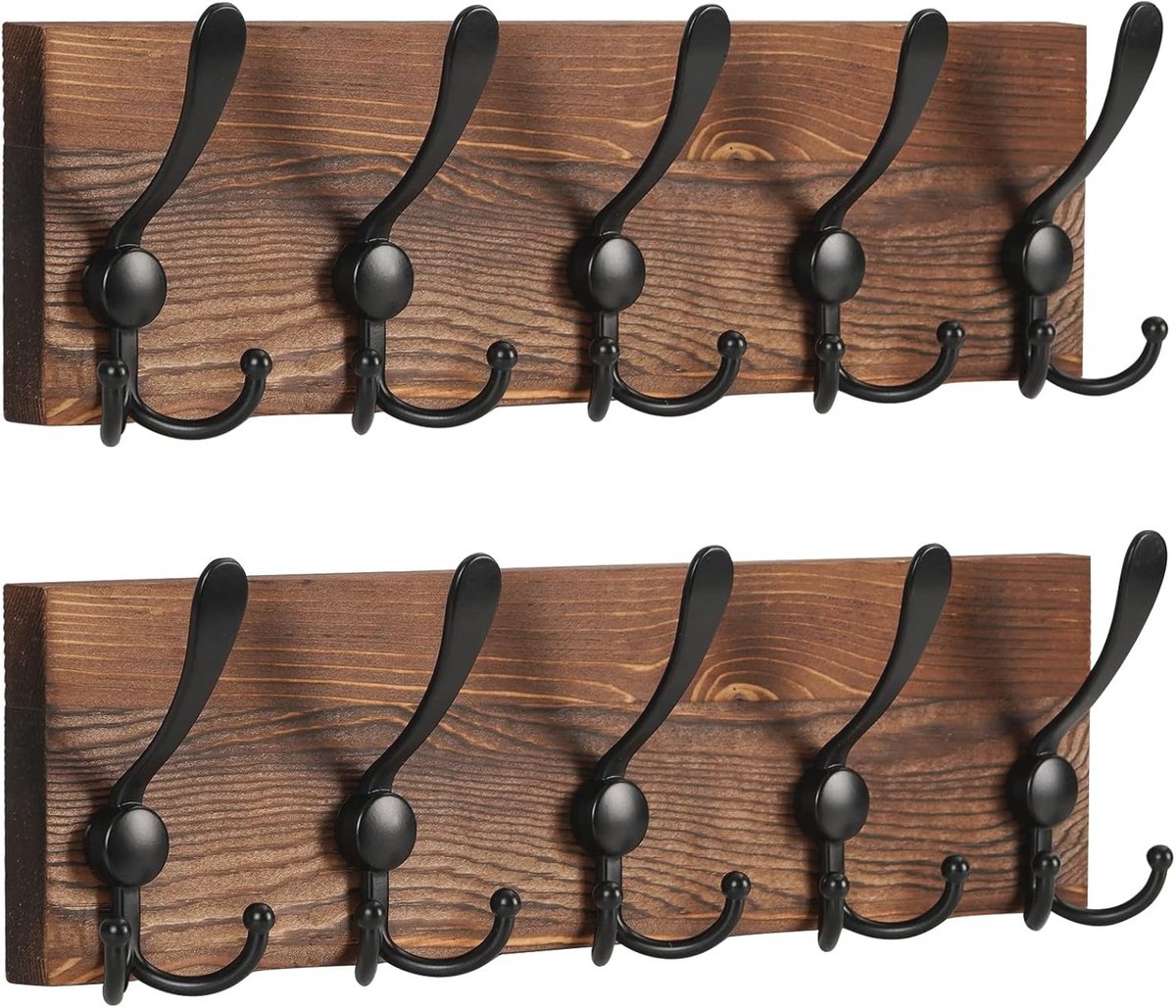 Rustieke Wandkapstok met 15 Haken - Multifunctioneel voor Kleding en Accessoires