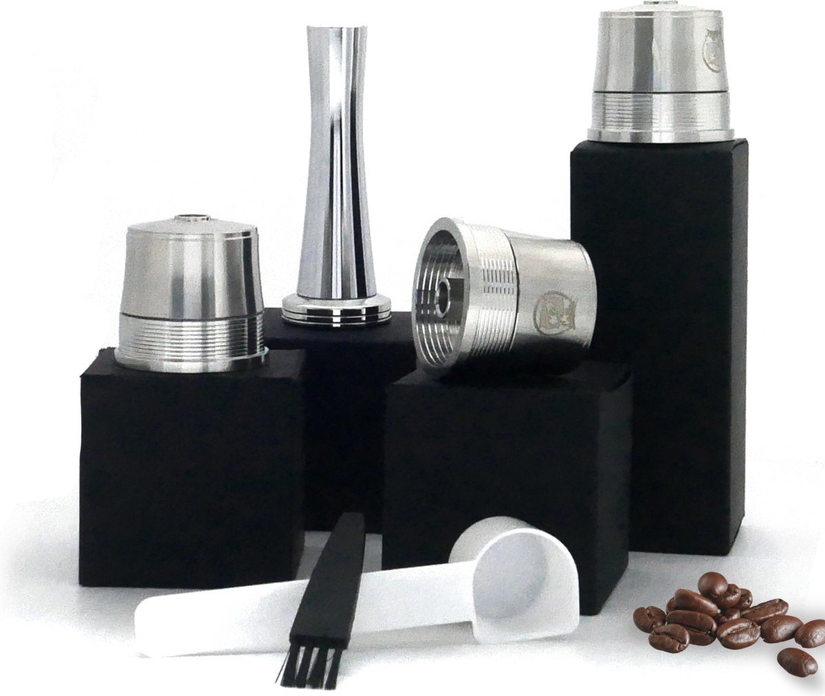 Hervulbare koffiecup capsule voor Illy koffiemachine - RVS Capsule - 3 cups + stamper - hervulbare koffie capsule voor Illy machines
