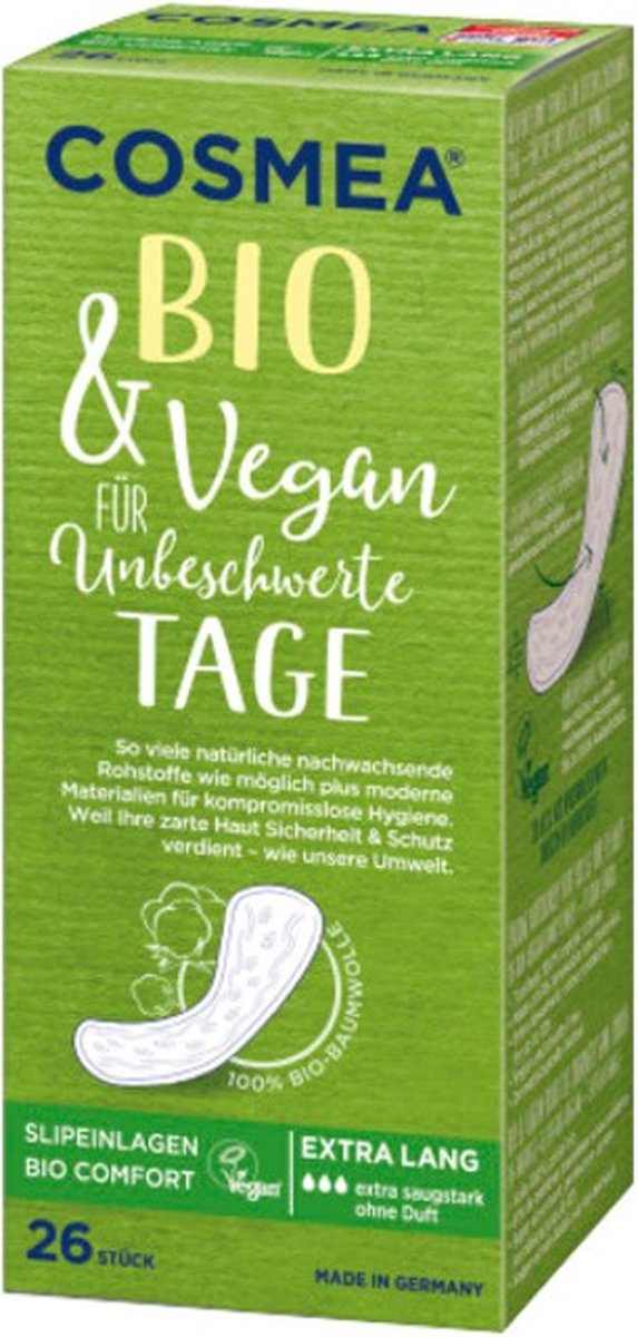 Cosmea 26 inlegkruisjes bio EXTRA LANG | biologisch | vegan | absorberend | zonder parfum