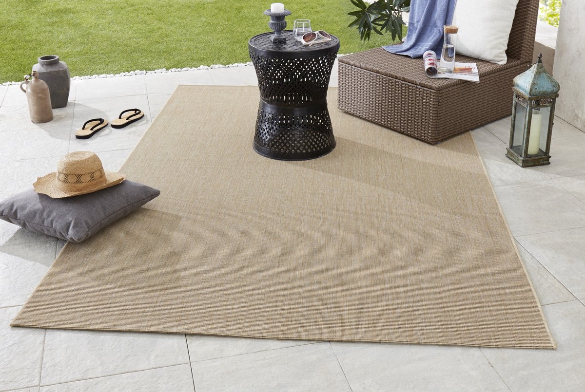 flycarpets Laagpolig vloerkleed - Binnen en buitenkleed - Match - Beige 80x200 cm