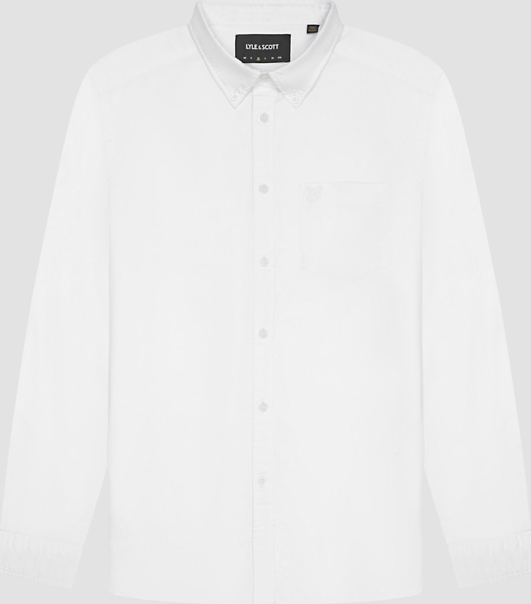 Lyle & Scott overhemd button-down wit effen Oxford katoen