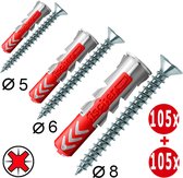 Jeu de chevilles et vis Fischer | Assortiment | Tornitrex | puissance duo | 210 pièces - 105 ensembles